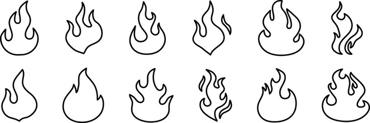 Fire flame icon set. Fire flames. Fire icon set. Flame symbols. Campfire silhouette. Vector illustration