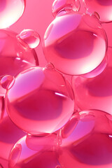 Bolhas cor de rosa no óleo rosa - Papel de parede  macro