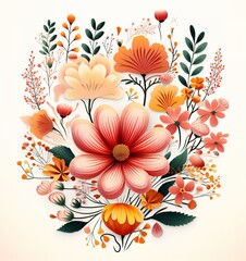 Handmade paper flowers in pink, orange and white - a beautiful backdrop for spring or summer design