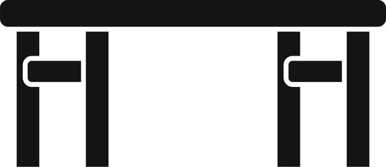 Wooden desk icon simple vector. Home exterior. Summer yard space