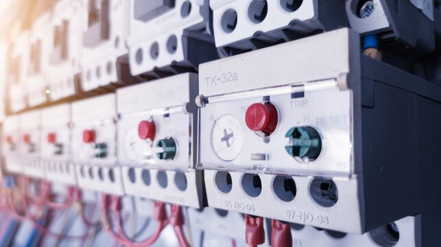 Close up the main overload connect to main contactor, detail of overload part protection control circuit.