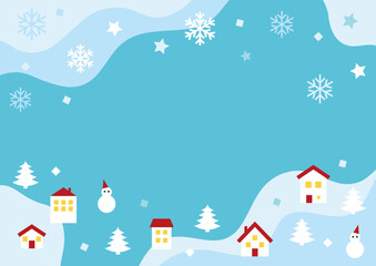 Fototapeta premium が降る冬の街並みの背景