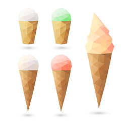 Polygonal ice cream. Vector illustration