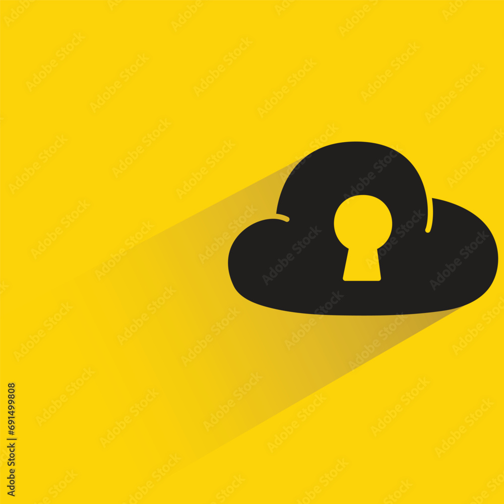 Canvas Prints cloud security with shadow on yellow background