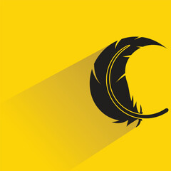 silhouette feather icon with shadow on yellow background