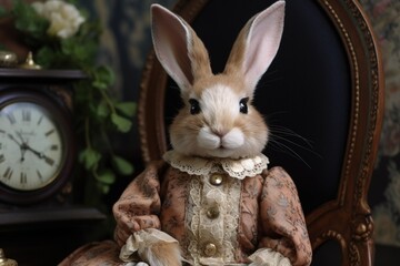 Vintage victorian style dressed bunny