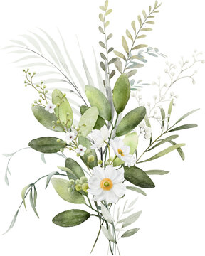 Watercolor Floral Branch Elements