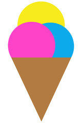 Icono de cono de helado de tres sabores sin fondo