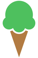 Icono de cono de helado verde sin fondo - obrazy, fototapety, plakaty