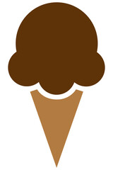 Icono de cono de helado marrón sin fondo - obrazy, fototapety, plakaty