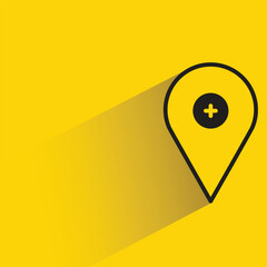 map pin with shadow on yellow background