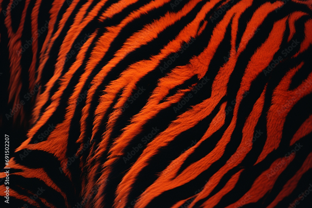 Leinwandbilder a tiger's stripes transformed into an array of abstract orange and black forms.