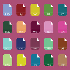 File type icons.web file labels icon set vector illustration.