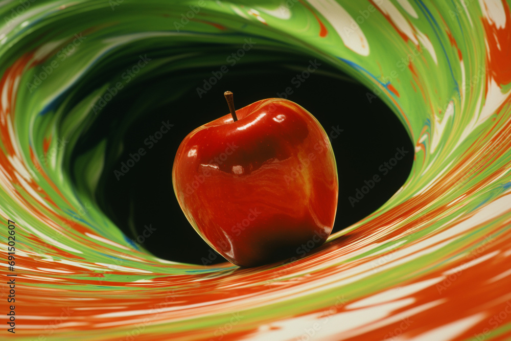 Leinwandbilder apple - an abstract representation with swirling red and green patterns.