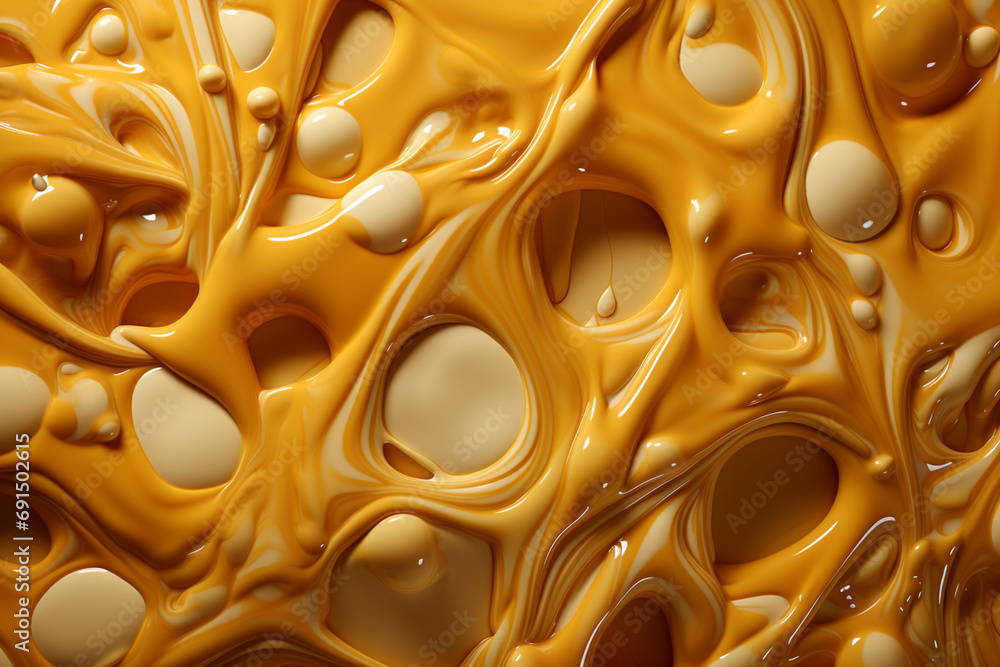 Poster cheese - a melting array of yellow and orange abstract shapes.