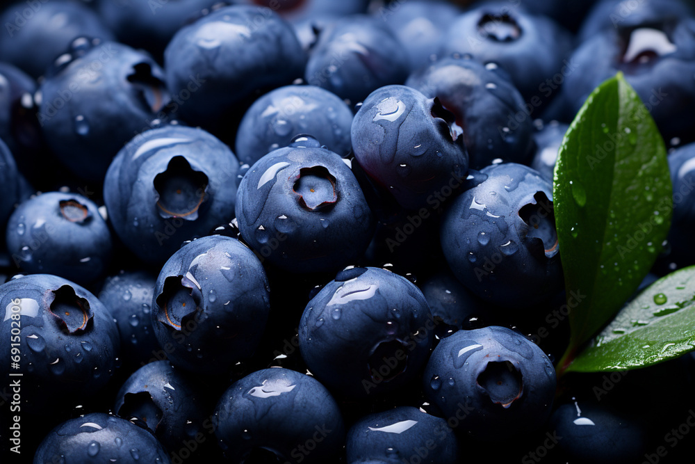 Poster Blueberries - Small, deep blue abstract dots clustered in a bunch.