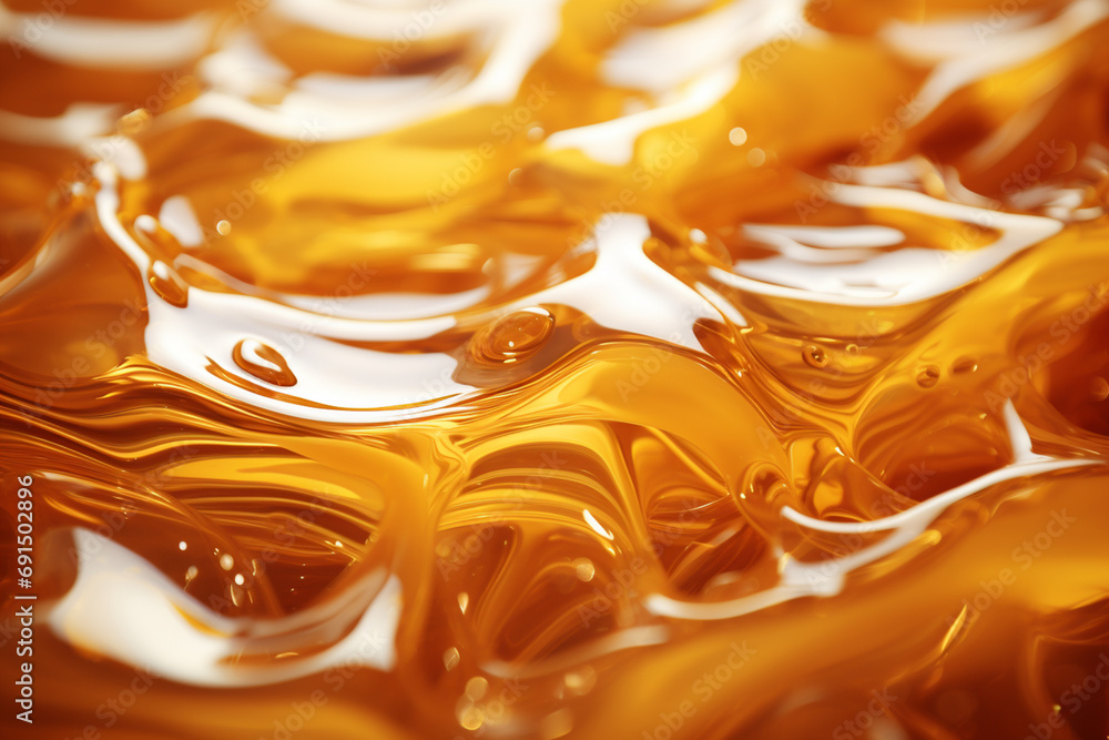 Aufkleber honey - golden, flowing abstract lines with a sticky texture.