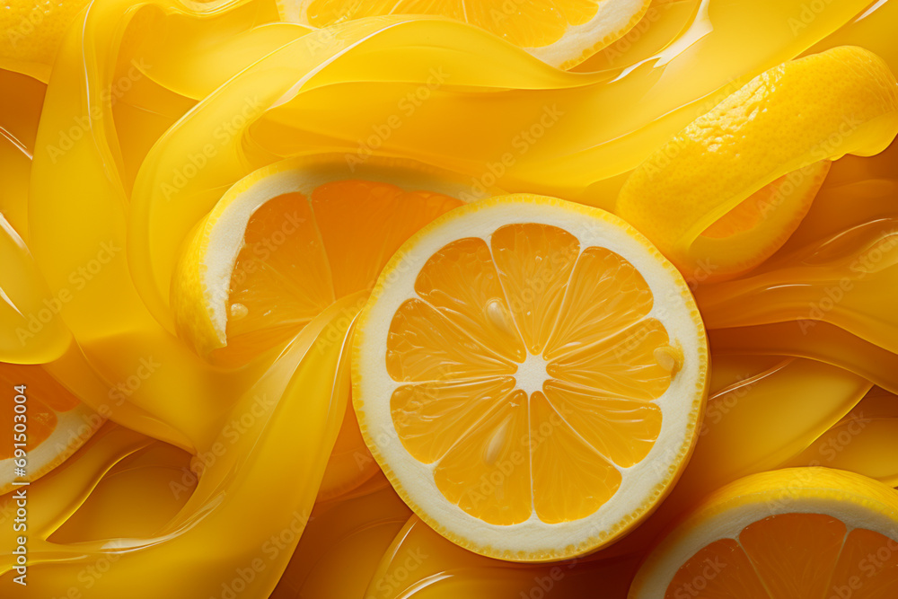 Poster lemon - bright yellow abstract segments with a zesty twist.