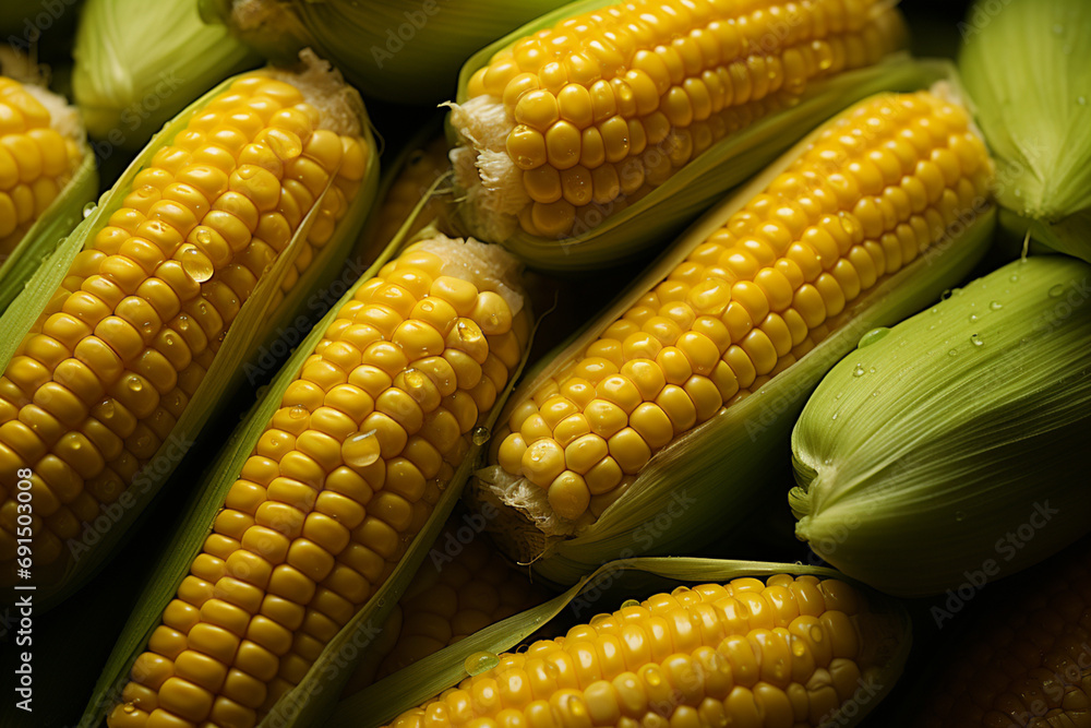 Aufkleber corn - yellow kernels abstracted in rows on a green husk.