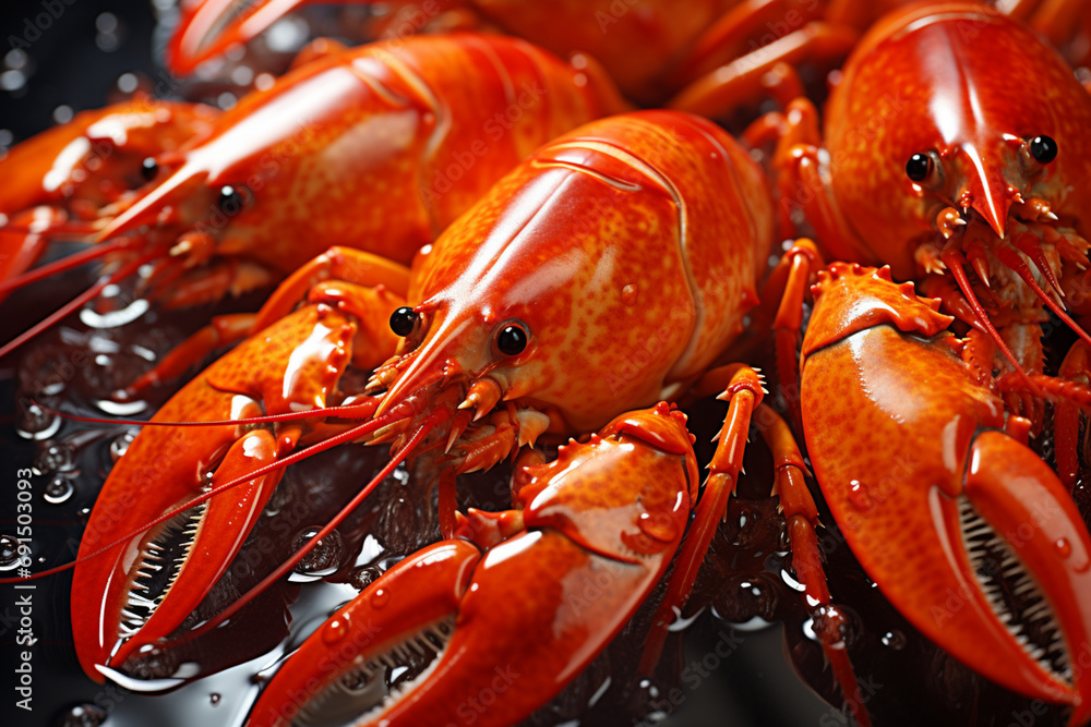 Poster lobster - red and orange abstract forms with a seafood essence.