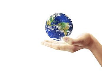 Glass globe in hand,Energy saving concept
