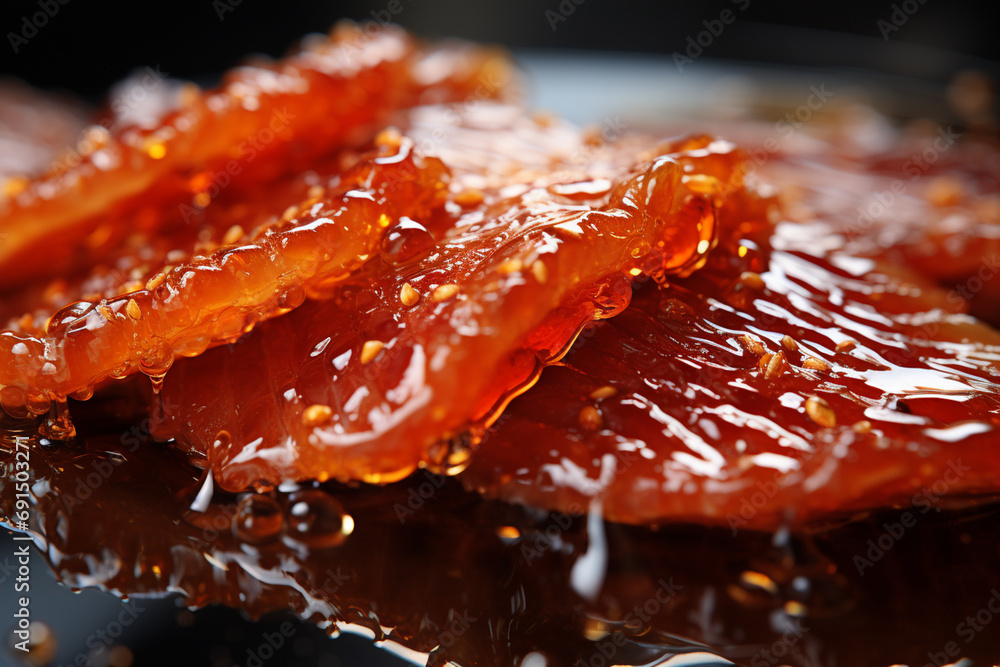 Poster peking duck - glossy, red and brown abstract forms with crispy texture.