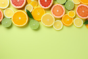 Citrus fruits isolated on a uniform background. Copyspace illustration that allows to insert content