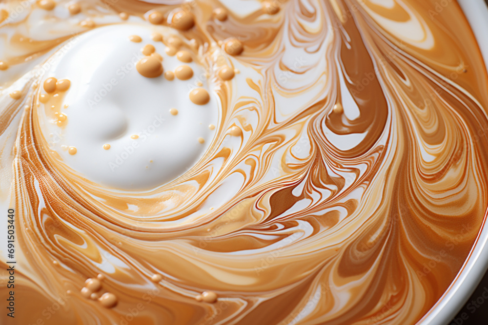 Poster cappuccino - abstract coffee swirls with a frothy milk pattern.
