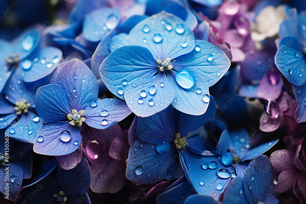 Aufkleber hydrangea - clustered blue and purple abstract shapes like tiny blooms.