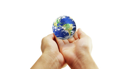 Glass globe in hand,Energy saving concept