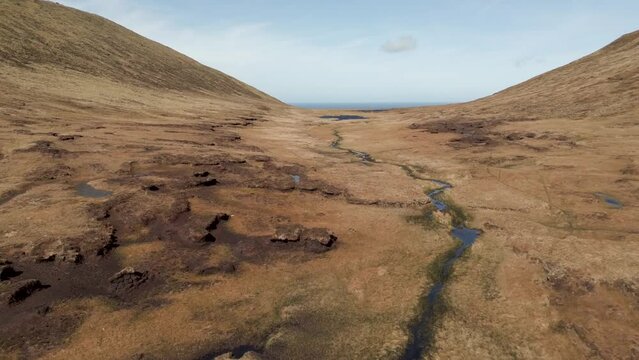 Ireland Drone flight over the landscape of Achill Island