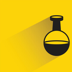 lab flask icon with shadow on yellow background