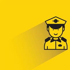 police with shadow on yellow background