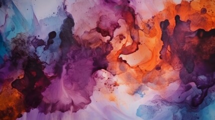 Purple and orange watercolor abstract background texture.