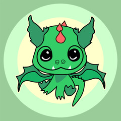 Cute cartoon green dragon. Vector illustration of 2024 symbol for Happy New Year greeting cards.