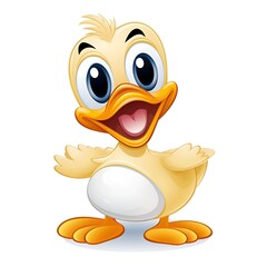 Happy Cartoon Duck Vector Illustration on White Background