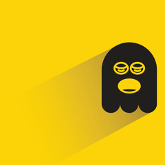 yawning ghost with shadow on yellow background
