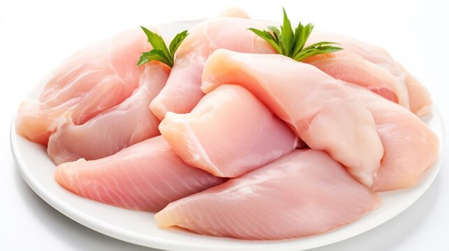 Raw chicken fresh meet portions, uncooked food ingredient.