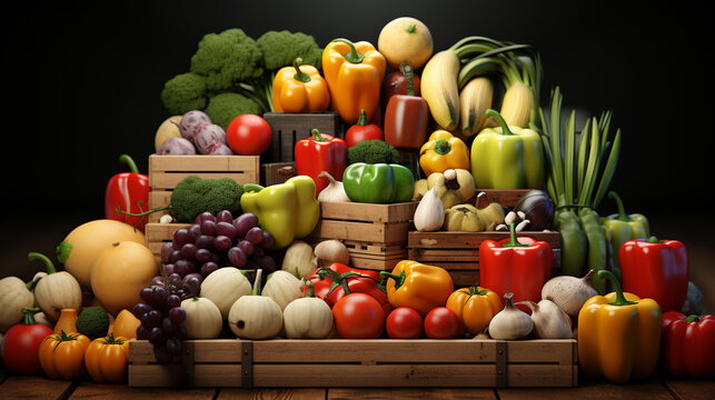 fruit and vegetables HD 8K wallpaper Stock Photographic Image 
