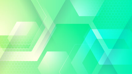 Green and white vector modern abstract gradient background with minimalist geometric shapes. Trendy geometric abstract design with futuristic concept background for flyer, banner, cover, poster