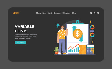 Economies of scale dark or night mode web or landing. Company scale of operation, amount of output produced per unit of time. Mass production efficiency. Flat vector illustration