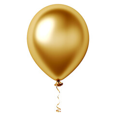 3D Render metallic realistic gold glossy balloon white background for holiday celebration