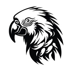 Obraz premium Black and white svg vector simple parrot head