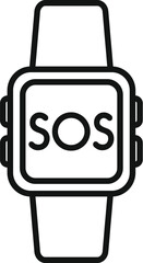 Sos smartwatch signal icon outline vector. Number safety. Dial help danger