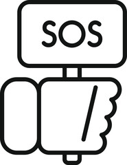 Sos banner hand icon outline vector. Health disaster. Prevention transport