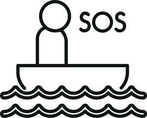 Sos boat swim icon outline vector. Safety alarm. Dial help health