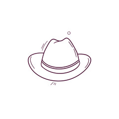 Hand Drawn illustration of cowboy hat icon. Doodle Vector Sketch Illustration