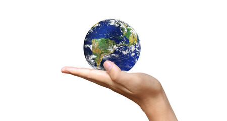 Glass globe in hand,Energy saving concept