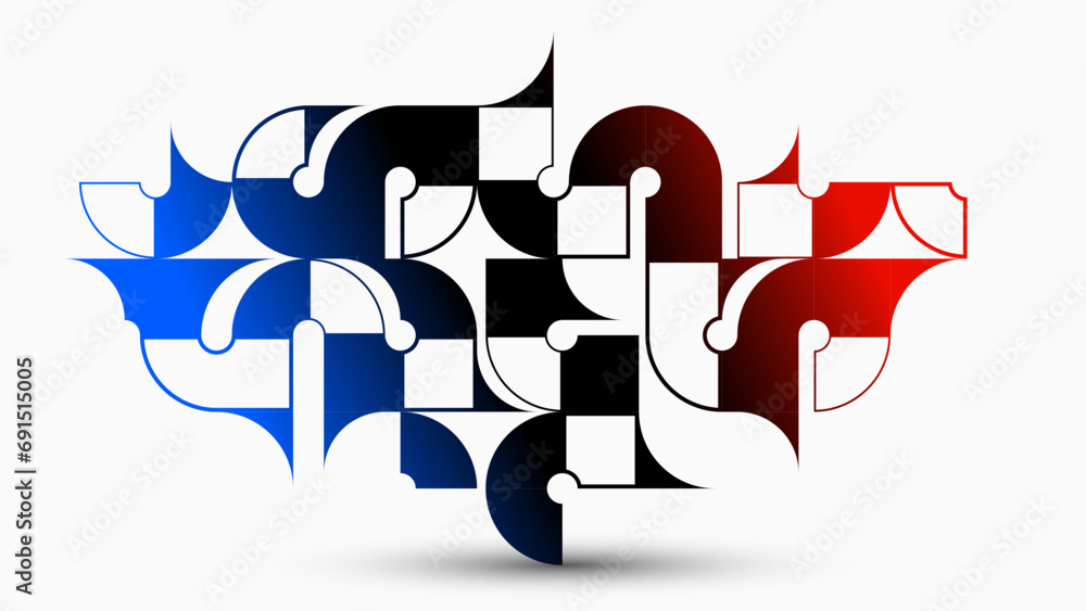Poster abstract vector bauhaus geometric background, tech engineering look like shapes and lines compositio
