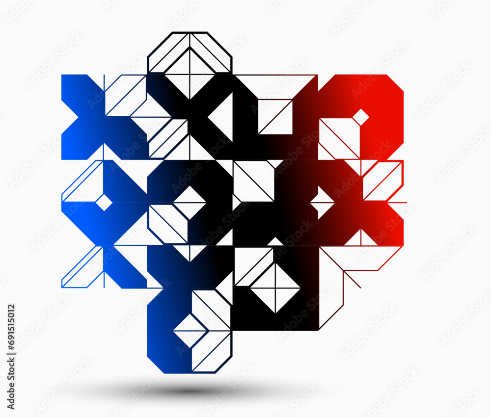 Poster abstract vector bauhaus geometric background, tech engineering look like shapes and lines compositio